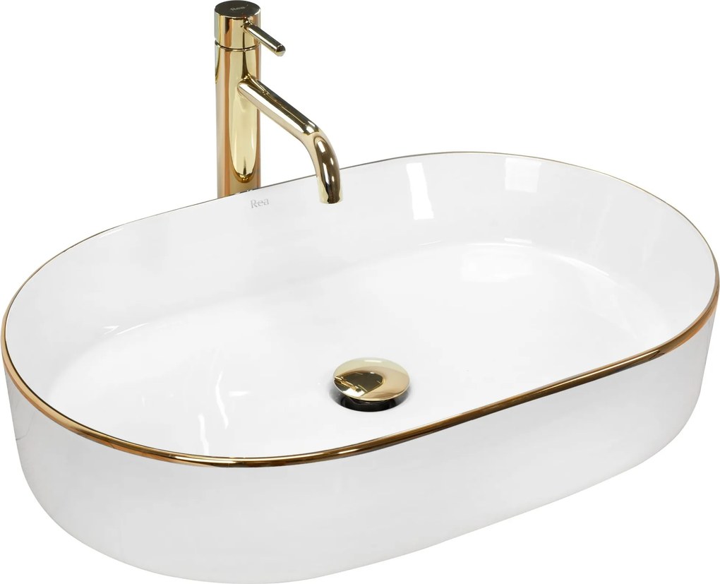 Умивалник за плот Rea Nadia White Gold Edge