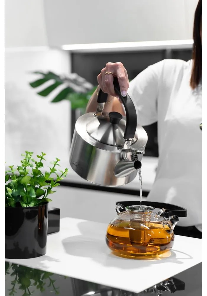 Матиран чайник от неръждаема стомана с бутало , 1,5 л Diamante - Vialli Design