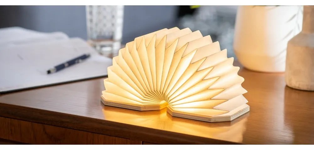 Кафява LED затъмняваща се настолна лампа (височина 3,5 cm) Accordion – Gingko