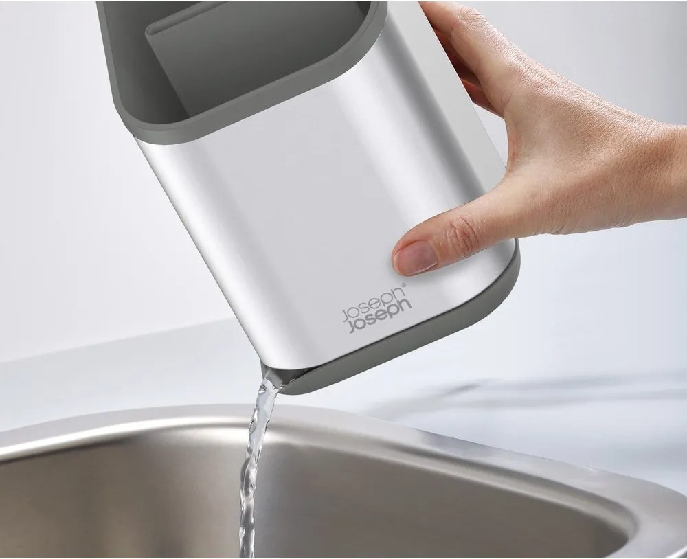 Тавичка за оттичане за прибори от неръждаема стомана в блестящо сребрист цвят 11x11,5 cm Duo Steel – Joseph Joseph