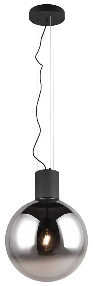 Черно LED висящо осветително тяло със стъклен абажур ø 50 cm Cipallone – CINQUE