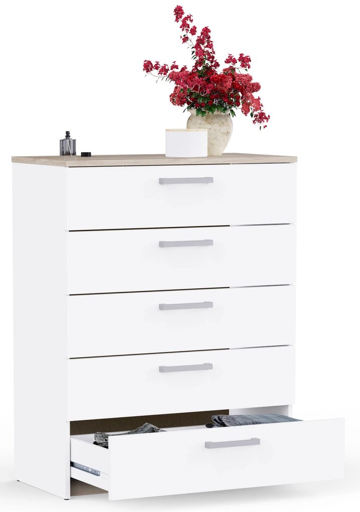 Скрин с 5 чекмеджета Winston - Бял