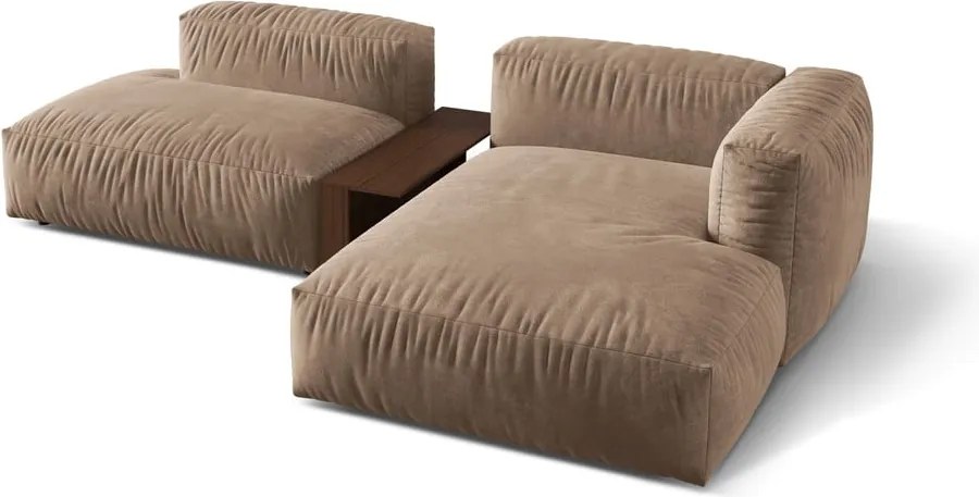 Светлокафяв кадифен модулен ъглов диван (десен ъгъл) Martina – Micadoni