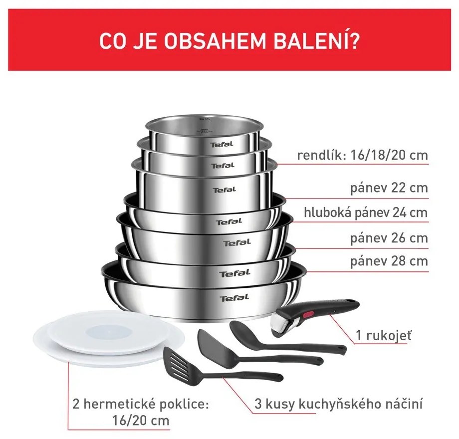 Комплект съдове 13 бр. от неръждаема стомана INGENIO Emotion L897DS04 – Tefal