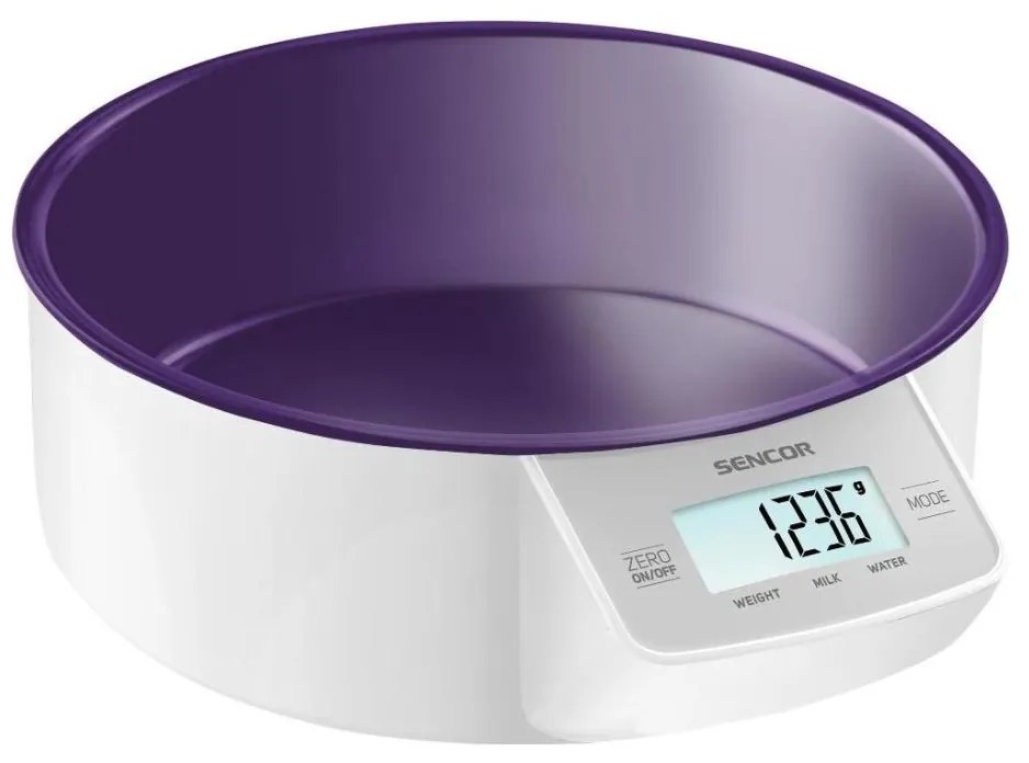Sencor - Електронна кухненска везна 2xAAA бяла/лилава