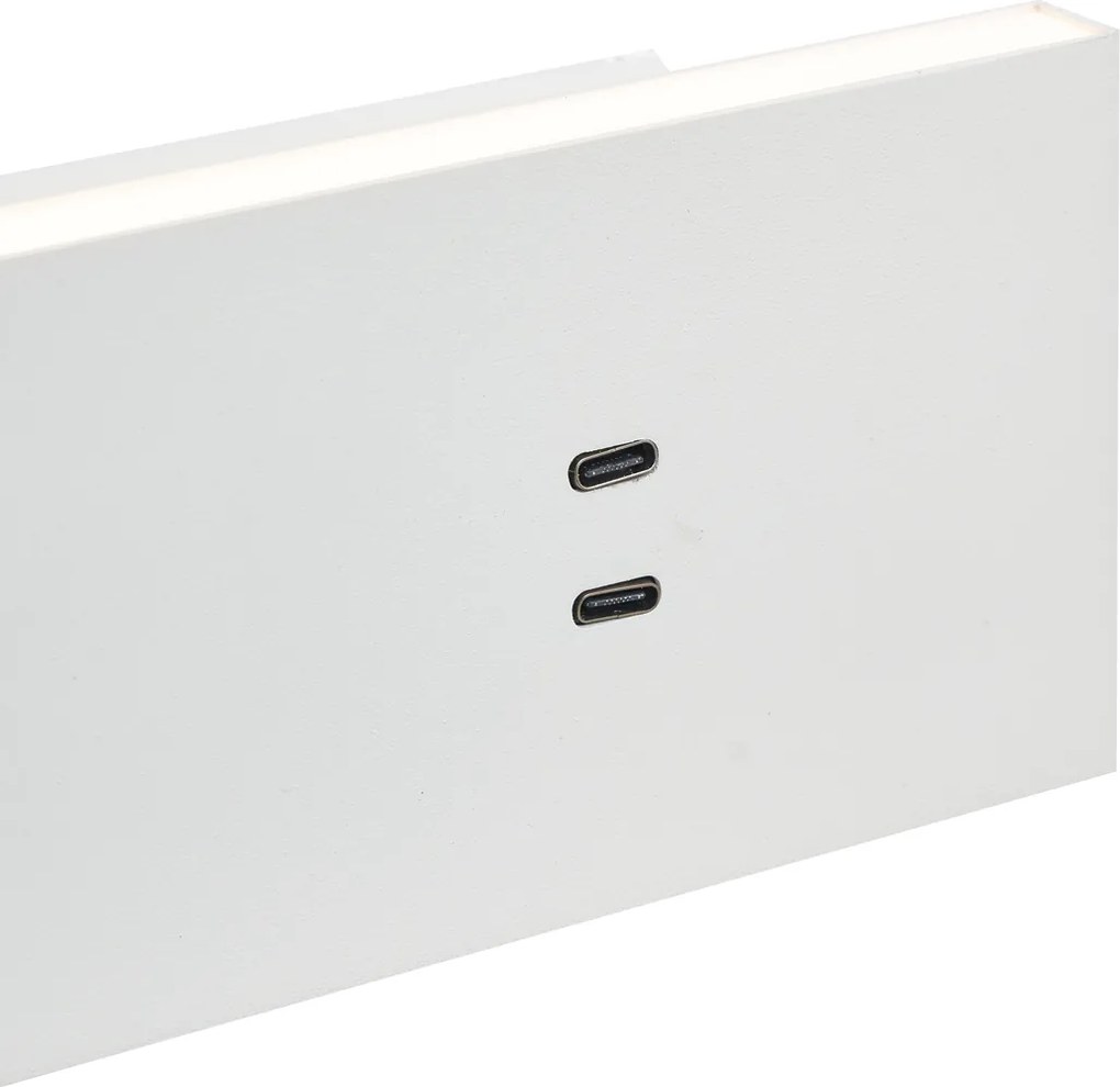 Комплект от 2 модерни стенни лампи бели регулируеми с USB-C вкл. LED - Modric