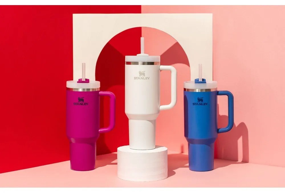 Бял термос със сламка от неръждаема стомана 1,18 l Quencher H2.0 FlowState Tumbler Frost – Stanley