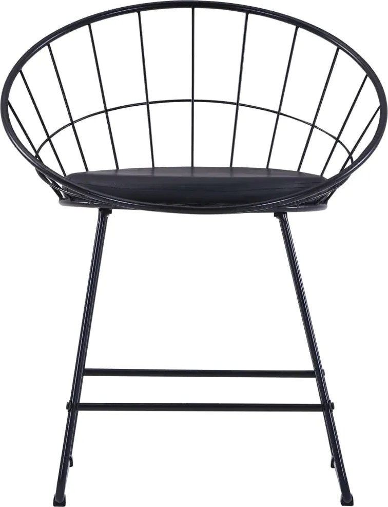 276235 vidaXL Трапезни столове, седалки изкуствена кожа, 4 бр, черни, стомана