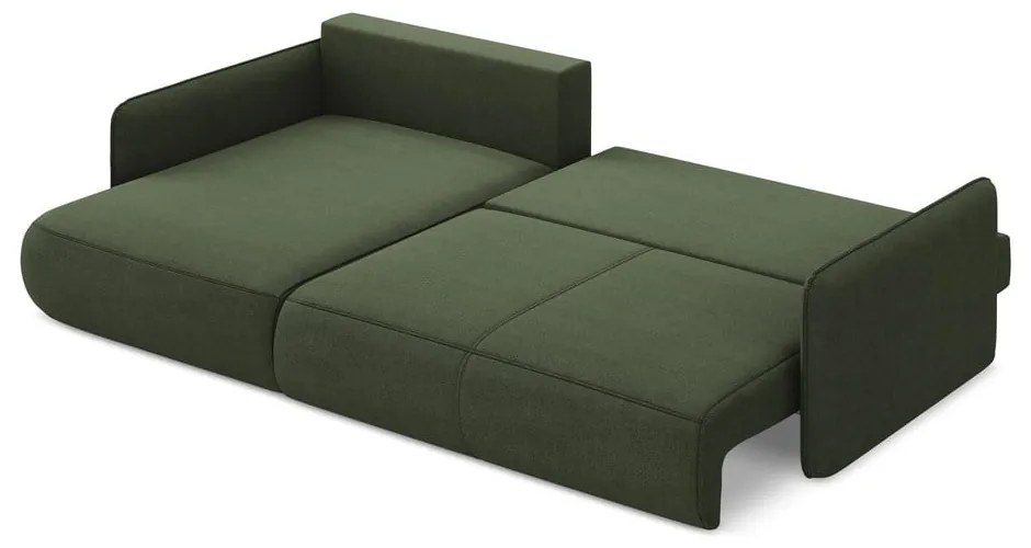 Зелен разтегателен ъглов диван с място за съхранение (ляв ъгъл) Nanea – Makamii