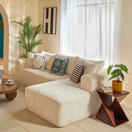 Компресиран ъглов диван atmosphera Solka, 254 cm,Кордурой - Амбър