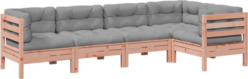 3299439 vidaXL Градински комплект с възглавници, 5 части, дугласка ела масив