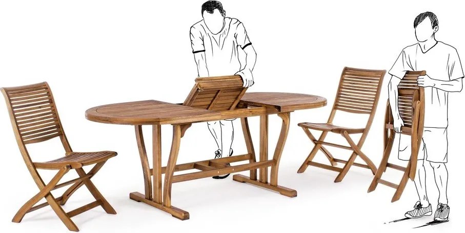 Градинска маса за хранене от масивна акация 90x150 cm Noemi – Bizzotto