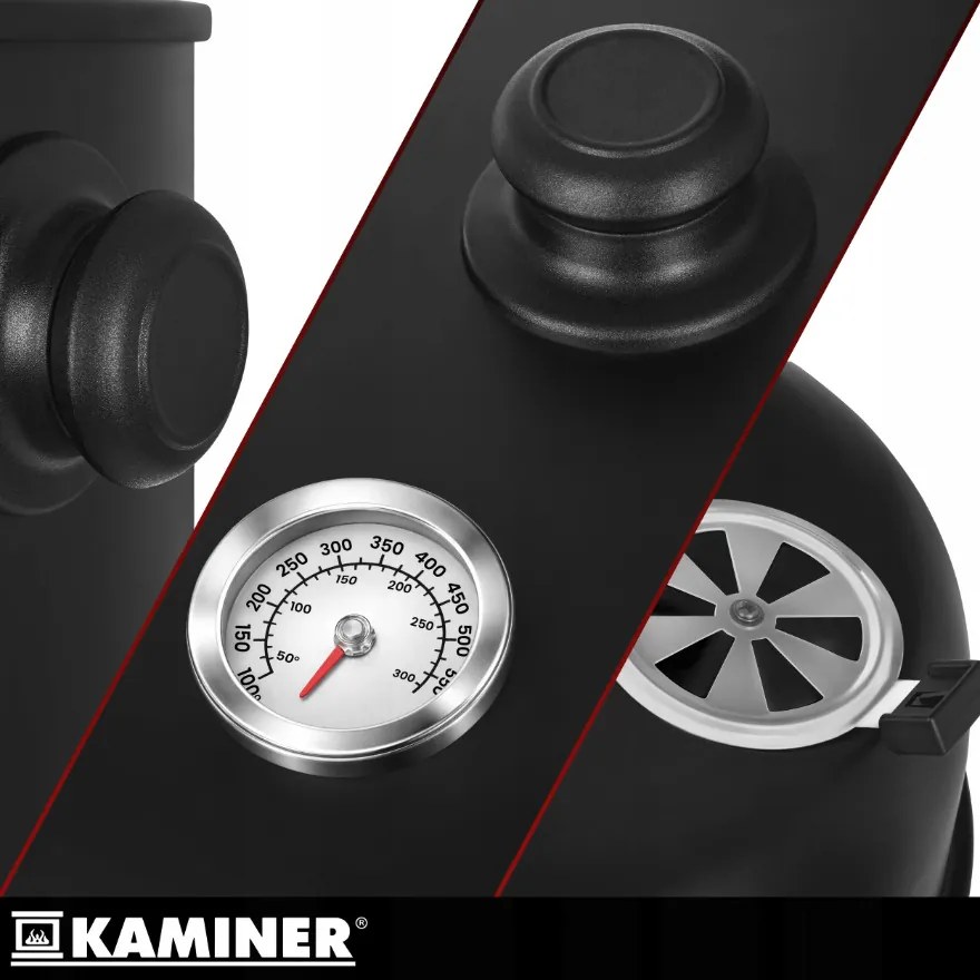 Градинска скара на дървени въглища с пушилня 3 в 1