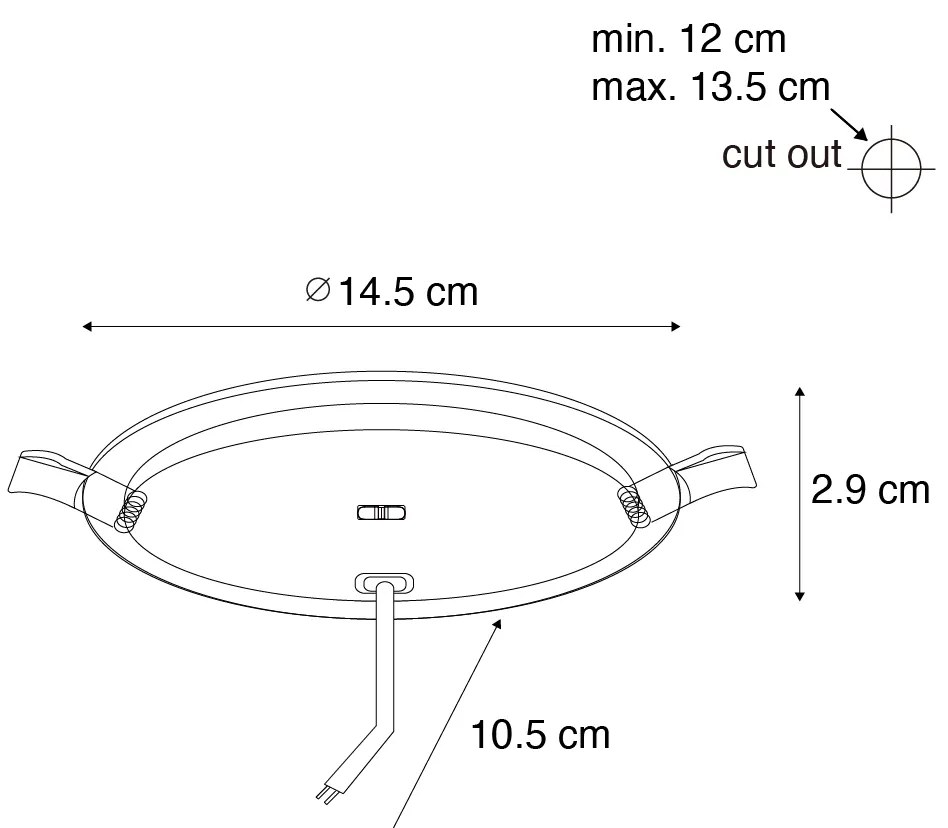 Комплект от 6 вградени спота бели 14,5 см вкл. LED регулируеми в Келвин с DIP превключвател - Stephanie