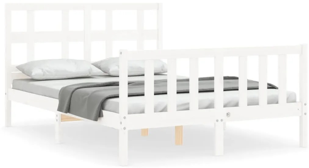 3192992 vidaXL Рамка за легло без матрак, бял, 140x190 см, бор масив