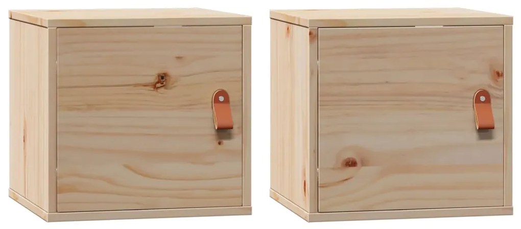 818356 vidaXL Стенни шкафове, 2 бр, 31,5x30x30 см, бор масив