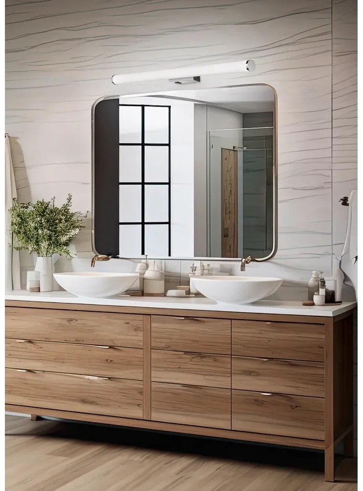 LED стенна лампа в лъскаво сребристо Mattimo – Trio