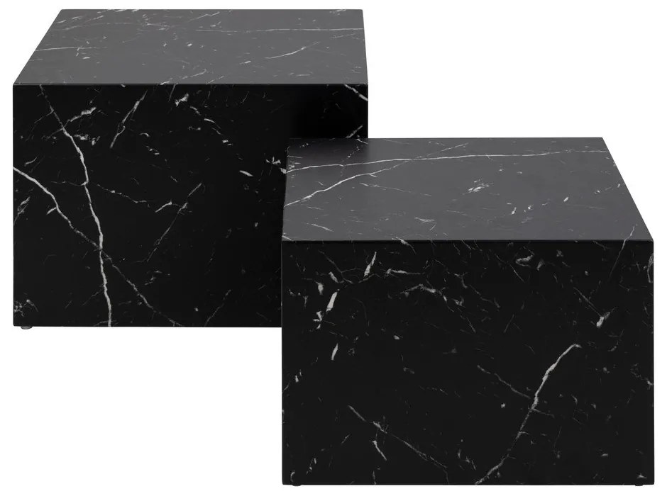 Черни масички за кафе в комплект от 2 бр. от декор от мрамор 58x58 cm Dice – Actona