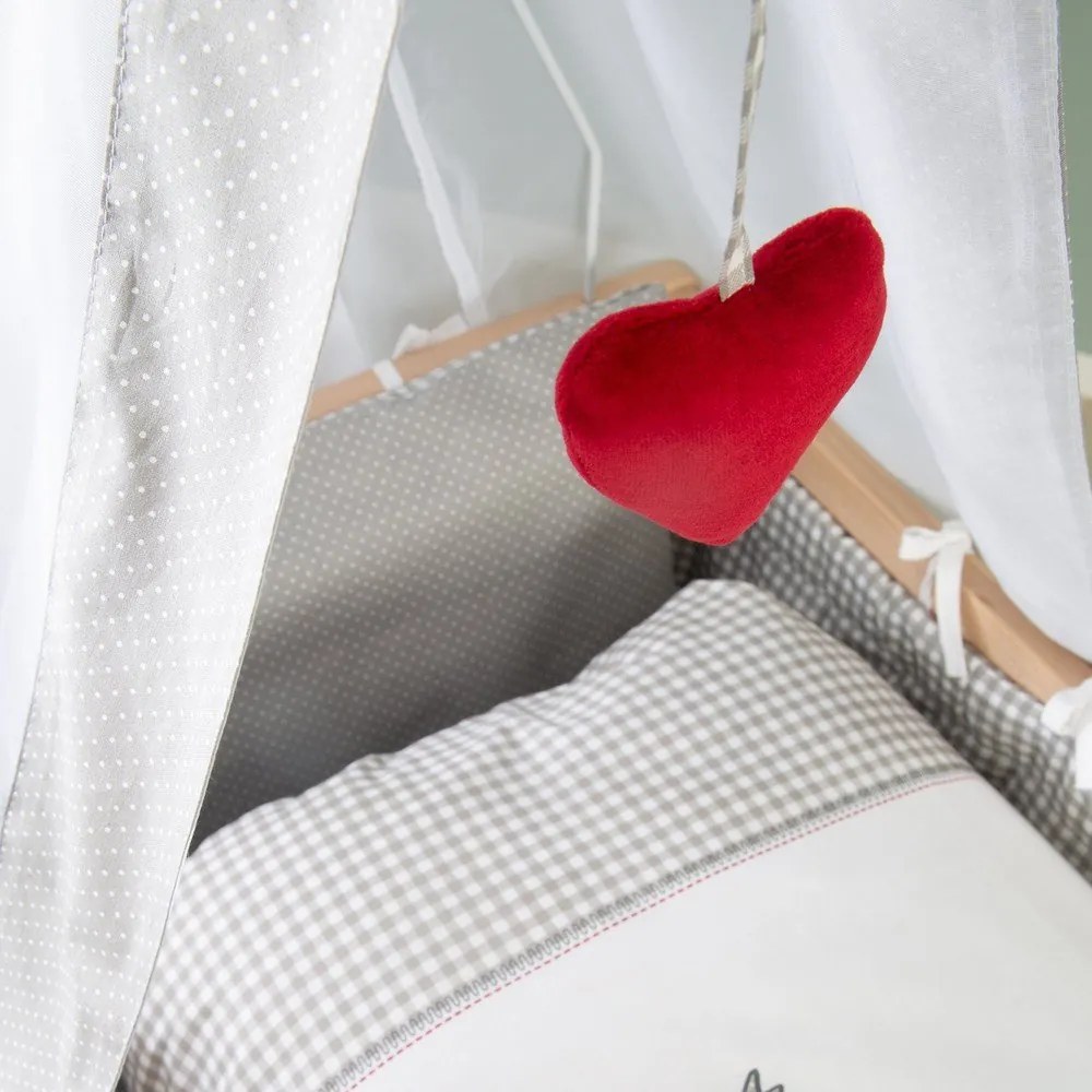 Люлка 40x90 cm от масивен бук на колелца/с балдахин в естествен цвят Adam and Owl – Roba