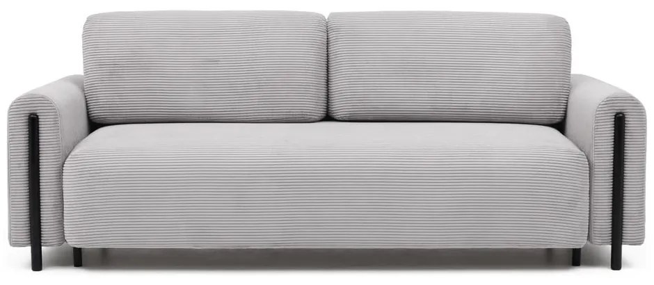 Светлосив разтегателен диван с място за съхранение от рипсено кадифе 244 cm Arcadova – ELTAP