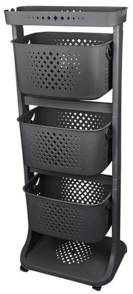 Titiz - Пластмасов стелаж на 4 етажа с колела 44x33xh112см №3 антрацит TZ-749.01