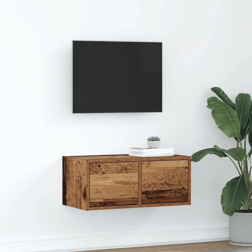 861504 vidaXL ТВ шкаф Старо дърво 60x31x25,5 cm Инженерна дървесина