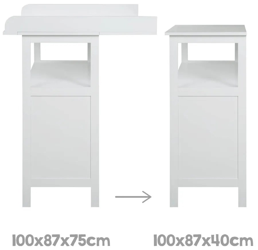 Сив детски скрин с маса за преповиване 87x100x75 cm Hamburg – Roba