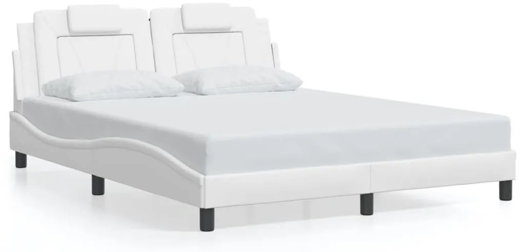 3208104 vidaXL Рамка за легло Viana без матрак, бяла, 160x200 см, изкуствена кожа