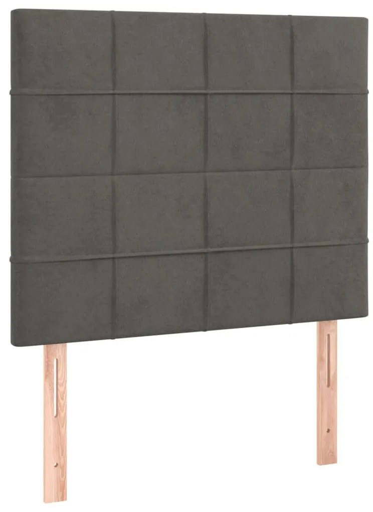 3116375 vidaXL Горни табли за легло, 2 бр, тъмносиви, 100x5x78/88 см, кадифе