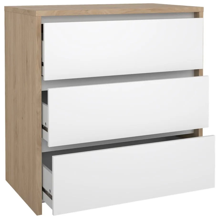 Скрин от дъбов декор бял и естествен цвят 80x84x48 cm Next – Tvilum