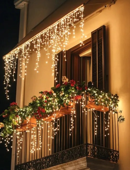 LED коледно външно осветление, топло бяло IP44 300 LED/14,5m