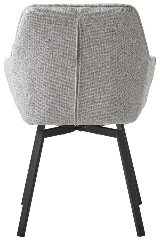 Светлосив тапициран трапезен стол с подлакътници Alma – Unique Furniture