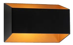 Модерен стенен аплик черен със златен интериор правоъгълен - Alone