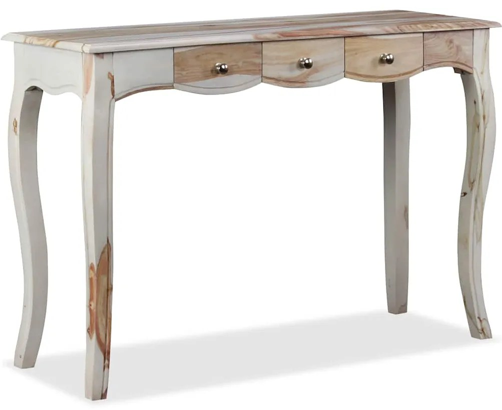 244347 vidaXL Конзолна маса с 3 чекмеджета, акация масив, 110x40x76 cм