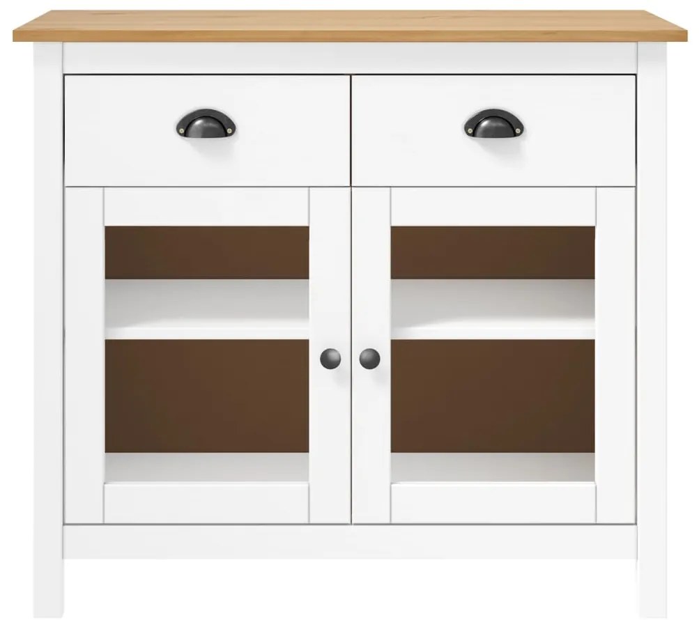 288942 vidaXL Сайдборд Hill бял 90x40x80 см борово дърво масив