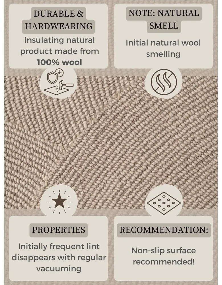 Бежов ръчно изработен вълнен килим 160x230 cm Eleni Light Beige – Hanse Home