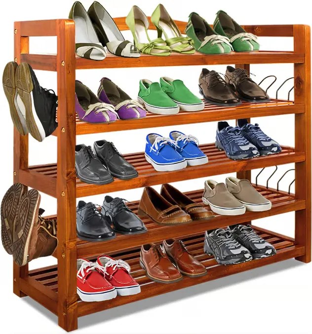 Поставка за обувки от масивна акациева дървесина 75 × 26 × 82 cm