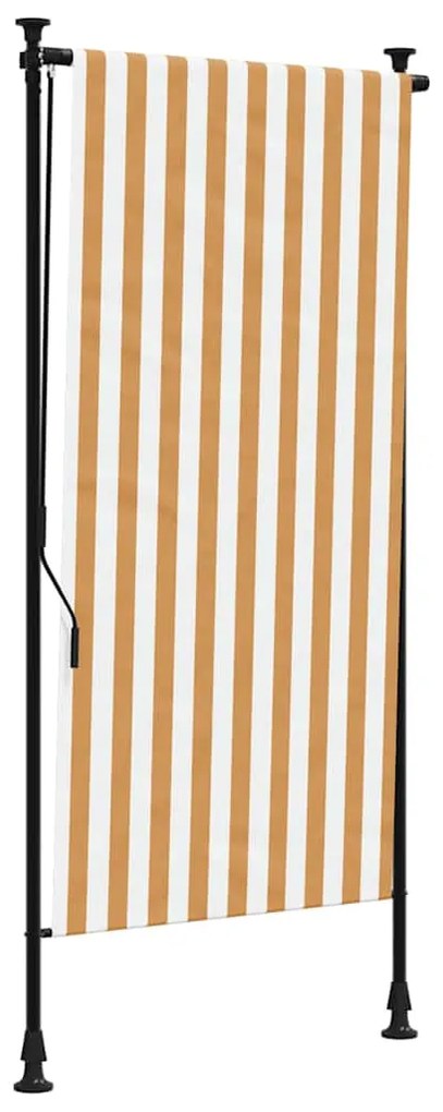 368769 vidaXL Външна ролетна щора, оранжев и бял, 120x270 см, плат и стомана