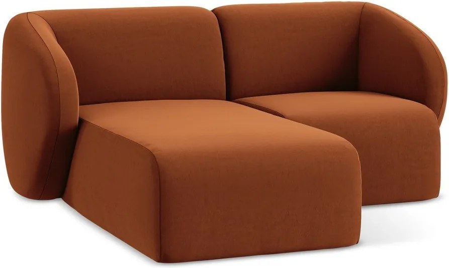 Теракотен кадифен ъглов диван (ляв ъгъл) Lani – Makamii