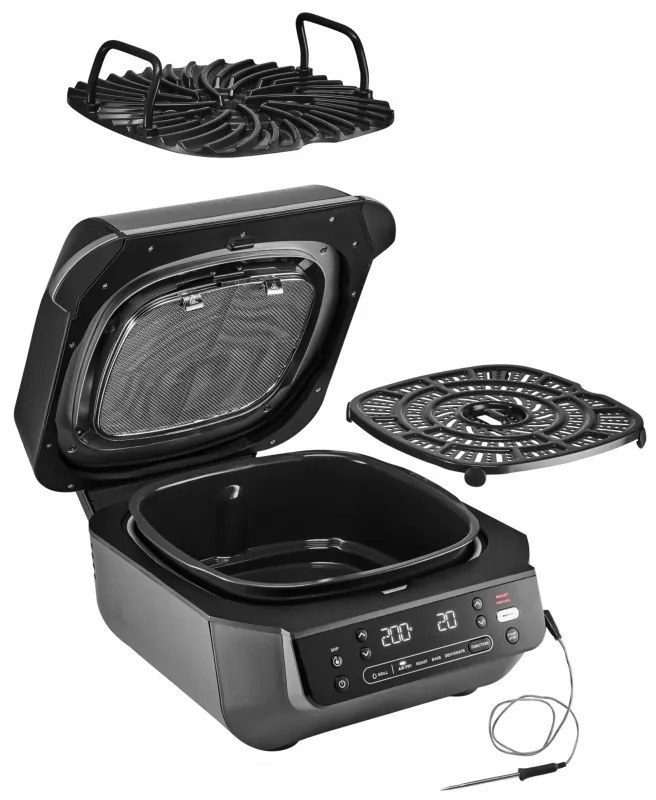 Фритюрник с горещ въздух и грил 5в1 Ninja Foodi Smart EG351EU, 1760W, 5.7 л, До 4 порции, 5 режима, Cyclonic Air, Smart Cook, Керамично покритие, Черен/инокс