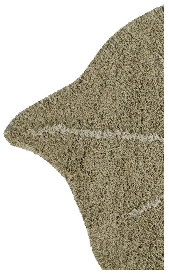 Ръчно изработен памучен детски килим подходящ за пране в цвят каки 75x100 cm Mini Monstera Olive – Lorena Canals