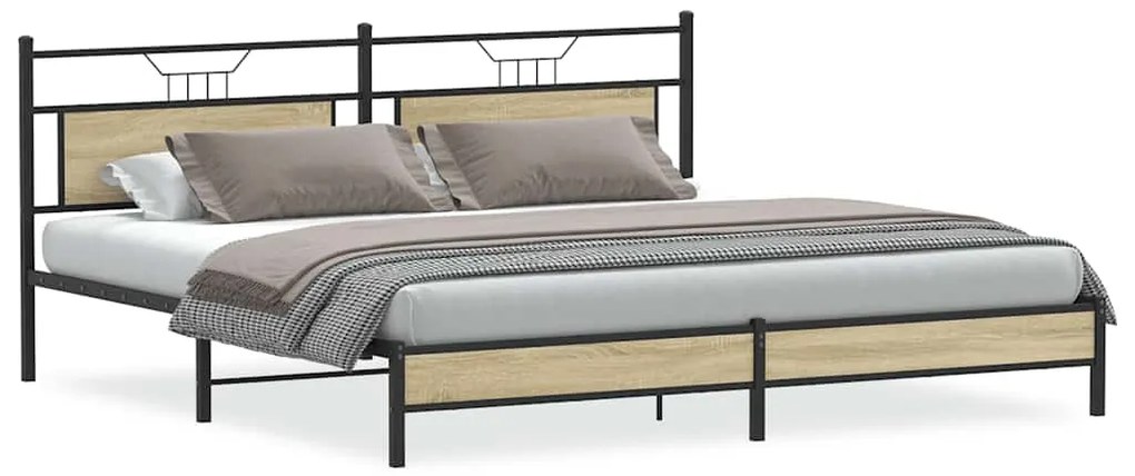 3325119 vidaXL Метална рамка за легло, без матрак, сонома дъб, 200x200 см