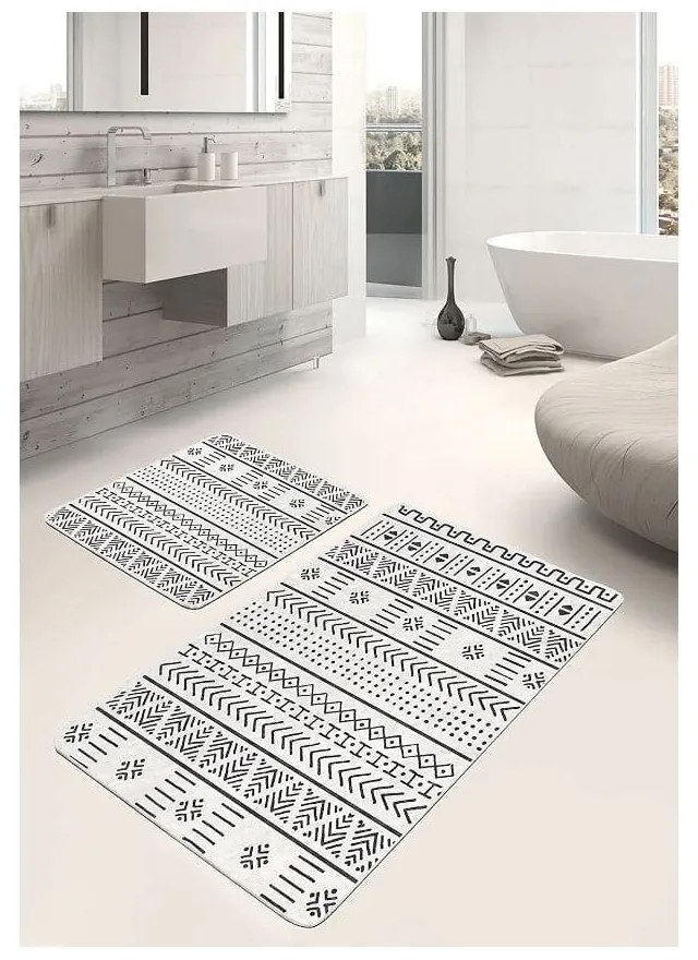 Черно-бели изтривалки за баня в комплект от 2 бр. 60x100 cm - Mila Home