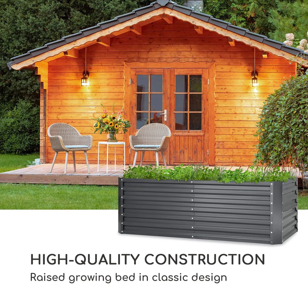 Blumfeldt High Grow Straight, повдигната леха, 180 x 60 x 90 см, 970 л, поцинкована стомана