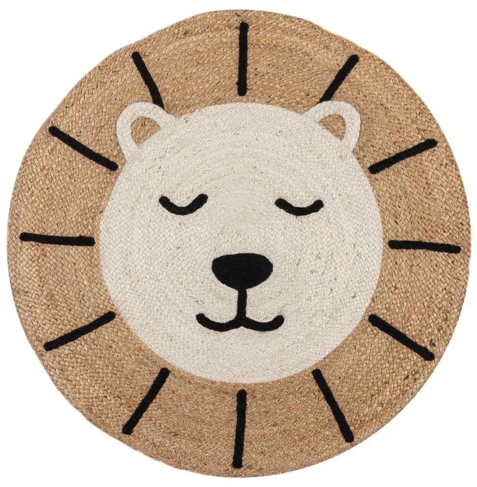 Ютен детски килим в естествен цвят 100x100 cm Leo Lion – Flair Rugs