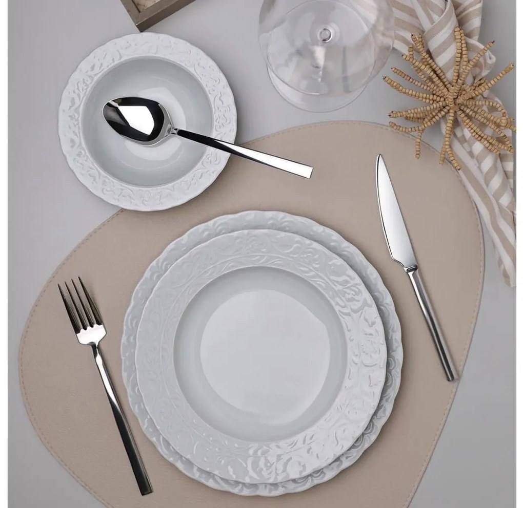 Комплект за хранене, 18 части, бял/порцелан