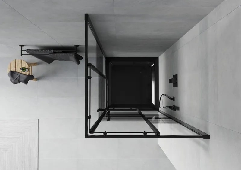 Mexen Rio квадратна душ кабина 80 x 80 см, черни ленти, черна + поддушово корито Flat, черно - 860-080-080-70-20-4070B