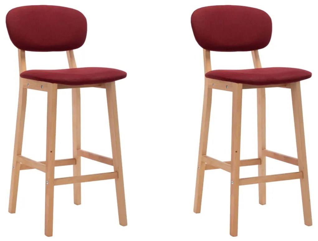 289375 vidaXL Бар табуретки, 2 бр, виненочервени, текстил