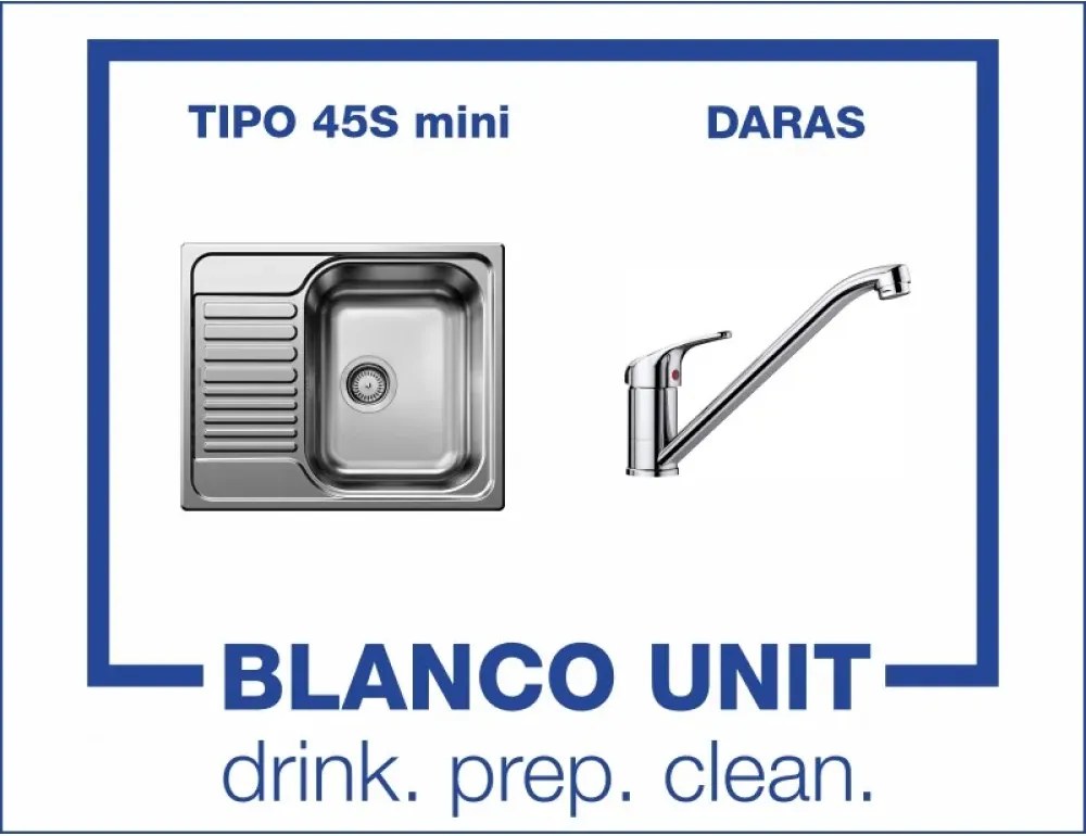 BLANCO TIPO 45 S mini мат и смесител BLANCO DARAS хром Промо пакет мивка със смесител