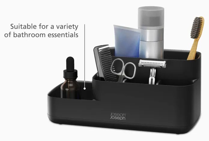 Органайзер за баня Joseph Joseph EasyStore 70600, 5 отделения, 24.9х12 см, Неплъзгаща се основа, Черен